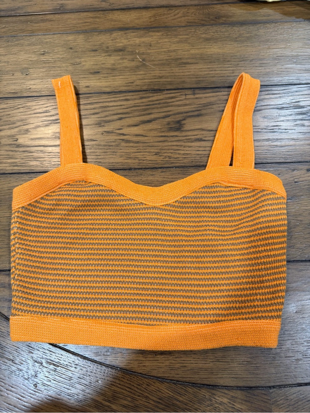 Zara Bright Orange Striped Knit crop top medium